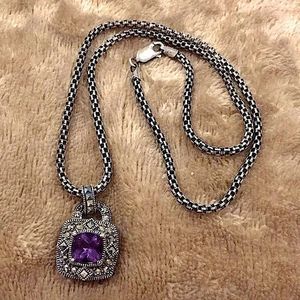 JUDITH JACK Amethyst Marcasite Sterling Necklace